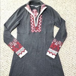 Athleta Alps Snow Cat Nordic Cashmere Sweater Dress M